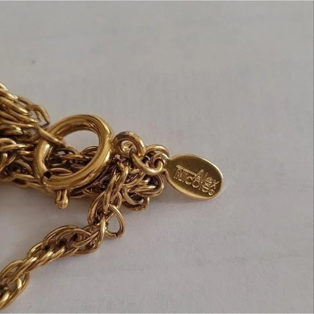 1928 by‎ Alex Nicole Vintage Gold Pendant Necklace and Tassel Earring Set